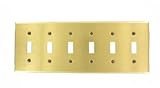 Leviton 81036 6-gang Toggleデバイススイッチウォールプレート、標準サイズ、デバイスマウント、真鍮