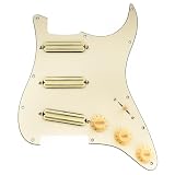 Musiclily Pro-SE ST-DPHC SSSストラト配線済みピックガード セラミックシングルサイズハムバッカー Stratエレキギター用 3Pクリーム