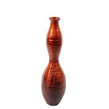Essential D?cor Entrada Collection Lacquer Bamboo Vase with Indented Lines, 21.5 by 6.3-Inch, Antiqu