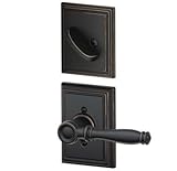 Schlage f94-bir-716-add Aged BronzeダミーHandleset with Birminghamレバー、Addisonローズ内側のみ