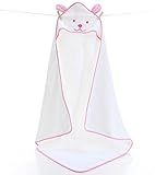 (CHOUCHOU) キッズ ベビー バスタオル  紫外線 防寒 対策 年中使える 便利 な一着 贈り物 にも (ピンク×ホワイト)