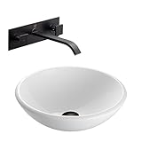 VIGO White Phoenix Stone Vessel Sink and Titus Wall Mount Faucet with Pop Up, Antique Rubbed Bronze 