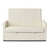 (DORIS) ソファ 2人掛け 収納付き 【ヌーヴォー2P ホワイト】 レザー（合皮） 横幅：108cm 奥行き：64cm (KIC)