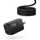 [CIO ノートPC快適充電セット] NovaPort DUOⅡ 45W 2ポート充電器 ＆ 絡まないスパイラルケーブル 1m (ブラック)
