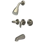 キングストン真鍮kb23 LLタブとシャワー蛇口with 3-legacyレバーハンドル 5-Inch Spout Reach KB23.LL