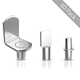 SmartLegend 60個セット 5mm 金具 棚受け 棚作り 壁掛け ペグ 取付金具 棚ダボ 直角ブラケット ステンレス 差し込み 固定 DIY用