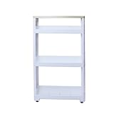 【キッチンワゴン スリム キャスター付き スリムワゴン】 幅12.5×奥行45×高さ85.3cm 木天板 4段(B491)