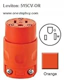 Leviton 515CV-OR 15 Amp 125V PVC Grounding Cord Outlet, Orange [並行輸入品]