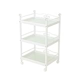 クリスタル付き ガラスワゴン 3段 ホワイト 幅53×奥行41×高さ83.5cm [ エステワゴン ネイルワゴン キッチンワゴン マルチワゴン サイドワゴン キャスター付き 収納 業務用 サロン ワゴン ラック ]