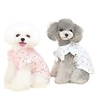 PetGround 犬 服 さくらんぼシャツ 春 夏 秋 冬 かわいい 男の子 女の子 袖なし フリル 着せやすい 犬服 防虫 小型犬 中型犬 ペットウェア (S, ホワイト)