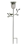 彩か【SAIKA】  電気を使わない アンティーク調モスグリーンBird Stick LEDソーラーライト オレンジの光  CTD-19