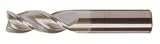 Bassett HPAM-3 Series Solid Carbide High-Performance End Mill, TiCN Coated, 3 Flute, 35 Degrees Heli