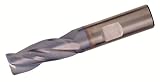 Bassett HPEM-3 Series Solid Carbide High-Performance End Mill, TiCN Coated, 3 Flute, 30 Degrees Heli