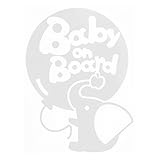 ホワイト（白） Baby on Board〈ぞう ゾウ　動物〉ステッカー 窓ガラス用シールタイプ 車 赤ちゃん キッズ 子供 後ろ妊婦 安心※吸盤・マグネ...