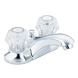 Moen CA84422 Double Handle Low Arc Bathroom Faucet with Drain Assembly from the Adler Collection, Ch