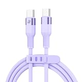 BASETEC シリコン充電ケーブル Type-C to Type-C Light 1.5m 【急速充電対応】 高耐久・やわらか素材 USB-Cケーブル Phone16 15 Android Pad ノートPC対応 充電コード 充電器 (65W, パープル, 1.5m)