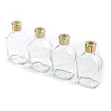ルームフレグランス リードディフューザー用 角スキットル瓶 200cc 4本セット 容器 (ゴールドキャップ)