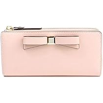 ケイトスペード メタルロゴプレート レザーリボン ラウンドファスナー 長財布 kate spade NEW YORK ケイトスペード 長財布(ラウンドファスナー