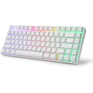 e元素ゲーミングキーボード81キー 赤軸を採用のメカニカルキーボード Bluetoothと2.4Gワイヤレス無線とUSB有線の3つモード接続 RGB発光LEDバックライト iOS/Android/Mac/Windows対応の仕事/ゲーム用のワイヤレスキーボー (赤軸・ホワイト)