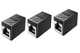 【Amazon限定】LANケーブル用中継コネクタ コンパクト ギガビット RJ45 延長 Cat7 Cat6 Cat5eコネクタ プラグ 8P8C メス-メス (3個, ブラック)