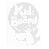 ホワイト（白） Kids on board ペンギン ぺんぎん baby ステッカー 窓ガラス シール キッズ 車の後ろ キッズ イン ザ カー ※吸盤・...