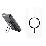 【マグネットステッカーセット】 エレコム モバイルバッテリー 10000mAh ワイヤレス 10W 7.5W マグネット式 スタンド付き 2ポート Type-C 20W (有線) ブラック EC-C26BK + エレコム MagSafe マグネット リング ステッカー シール Magkeep ワイヤレス充電対応 ガイド枠付き ブラック AMS-MAGST2BK