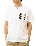 [ジーンズバグ] ボーダーポケＴ オリジナル 本革 タブ アクセント 半袖 ボーダー ポケット Tシャツ メンズ レディース PKST-BD Ｍ シロ×ベージュ（11）