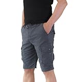 [ベイシン] ハーフパンツ メンズ 短パン カーゴパンツ ショートパンツ ストレッチ ウエストゴム ネイビー ブルーグレー 30 M