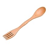 Aosbos天然木製スプーンとフォークディナーセットSporkコンボUtensils Flatware for Eating ( 2個) 2 P4AAA-03AYF-BR-SL