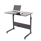 DlandHome 昇降式サイドテーブル 昇降式テーブル パソコンデスク サイドテーブル ミニテーブル ソファーサイド キャスター付き （ブラック 80 * 40CM）
