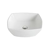 Kraus kcv-126-bnモダンeLAvoセラミックFlared Square Vesselバスルームシンクwith Pop Up Drain、つや消しニッケル/ホワイト