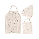 プッパプーポ エプロン キッズ 子供用 3点セット 収納バッグ付き01いちご×アイボリー M