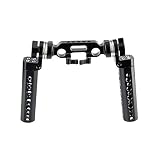 NICEYRIG ロゼットハンドルグリップ（2本セット） + 15mmダブルロッドクランプ ロゼットアダプター付き 1/4"ネジ穴付き DSLRカメラ フォローフォーカス用 ハンドルショルダーリグ用 アルミニウム合金 黒 ―253