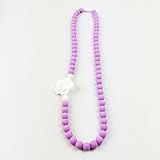 Mamimami Home 歯がため ママ授乳ネックレス 柔らかくて 軽いし シリコン フラワー/ローズ [３ヶ月以上] パープル ワイト