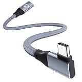USB Type C 延長ケーブル L字型 0.3M 90度USB C 3.2 Gen2 メス-オス ケーブル 20Gbps 高速データ転送 PD 100W急速充電 4K@60Hz ビデオ出力対応 Type C 延長コード 高耐久ナイロン編み iPhone 17/16 MacBook Pro/Air iPad MagSafe Galaxy S26 S25などType C機種対応