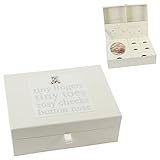 Beautiful Beige Baby Keepsake Box with Silver Plated Teddy Bear By Haysom Interiors by Haysom Interi