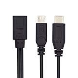 xiwai Type-C USB-C メス - Micro USB オス & USB-C Type C USB 3.1 スプリッター延長充電ケーブル