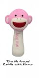 Sock Monkey " hug me」Turn & See 。ミラーRattle – ピンク&アイボリー