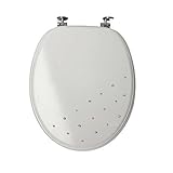 Sabichi 173027 Diamante Toilet Seat Bathroom WC Easy Fit Chrome Hinges, Plastic, White by Sabichi