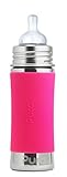 Pura Kiki Stainless Infant Bottle Stainless Steel with Natural Vent Nipple　哺乳瓶　３００ml　ピンク　（並行輸入）