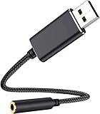 USB イヤホン 変換 アダプタ 3.5mm プラグ オーディオ ケーブル USB外付け サウンドカード 3極 TRS 4極 マイク機能対応 ミニジャック ノート パソコン PC マイク 簡単 接続 Windows Mac Linux (1本)