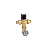 Caleffi 521519AC Mixing Cal 3-Way Thermo Mixing Valve with checks, Low-Lead Brass with Adaptor by Ca