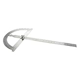 Fenteer ルーラー　180度　定規　分度器　回転式　丸頭　ステンレス　ゲージ　0-150mm　