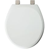 Mayfair 49BNEC 000 Molded Wood Toilet Seat with Brushed-Nickel Lift-Off Hinges and STA-TITE Seat Fas