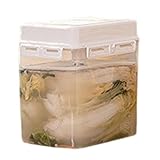 ストレーナー付き漬物保存容器 キムチ発酵容器 | ピクルス保存容器4/5L キムチボックス ハンドル付き密閉漬物プレスキーパー - 透明なキ