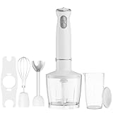 QOOQOOGE(クークージ) ハンドブレンダー 離乳食 ブレンダー 1台6役 800W 電動 ミキサー ハンドミキサー 氷・肉・果物・野菜 泡立て器 ジューサー フードプロセッサー 調理器具 (ホワイト)