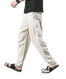 [YFFUSHI] メンズ麻パンツ サルエルパンツ メンズ 麻ズボン ロングパンツ スラックスリネン カジュアル 無地 裾リブ 涼しい ゆったり M-5XL 秋
