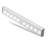 充電式リチウムバッテリーモーションセンサーLEDナイトライトバーwith 3 M Adhesive and磁気ストリップ、スティックオンポータブル10 LEDボディ検出壁ライトステップランプルームライ