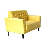 2人掛け　レトロモダン　ミッドセンチュリー　 レザーソファ　イエロー 幅130cm