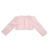 子供ドレス ボレロ bo-0001 光沢感の有るシルクタフタ調素材子供ボレロ ホワイト ピンク (表示・サイズ7 115-120cm 肩幅27cm 身幅71cm 着丈26cm 袖丈42cm, ピンク)